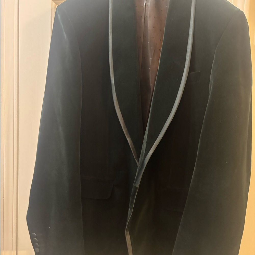 Men's Velvet Blazer with Satin Trim - Black